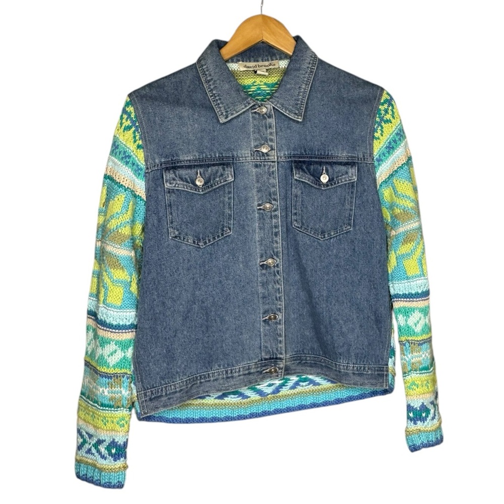 Vintage David Brooks Petites Denim Sweater Jacket